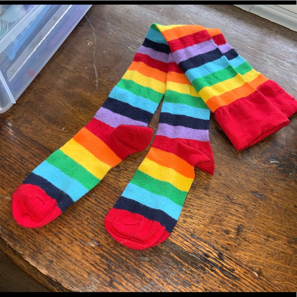 Y2K Unisex Rainbow-Striped Socks Sz OS - Picture 4 of 7